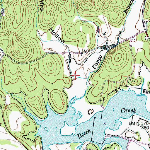 Topographic Map of Renfro Hollow, TN