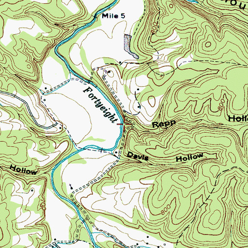 Topographic Map of Repp Hollow, TN