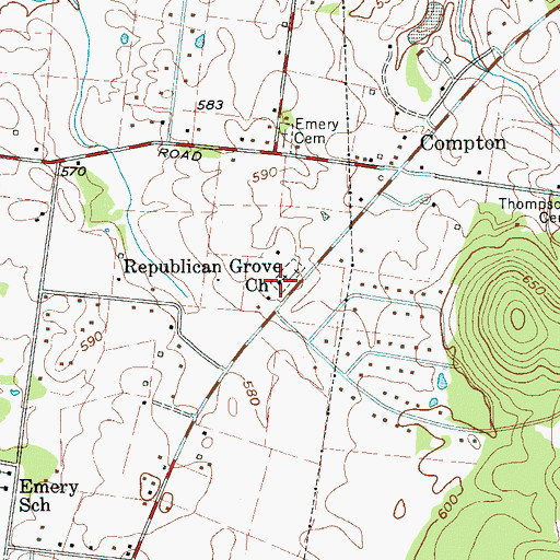Topographic Map of Republican Grove Church, TN