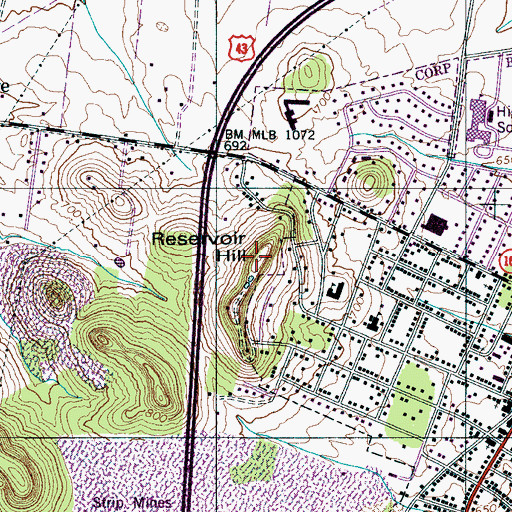 Topographic Map of Reservoir Hill, TN