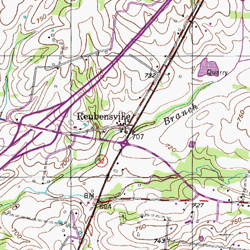Topographic Map of Reubensville, TN