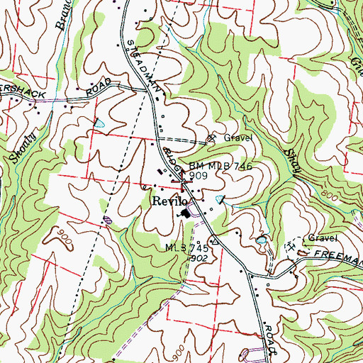Topographic Map of Revilo, TN