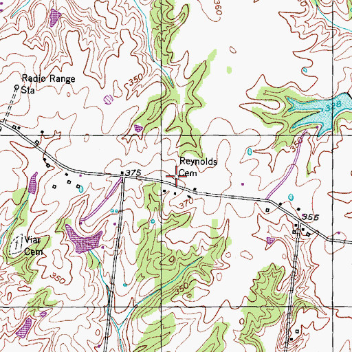Topographic Map of Reynolds Cemetery, TN