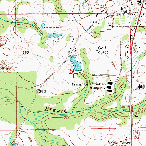 Topographic Map of E S Stewart Dam, AL