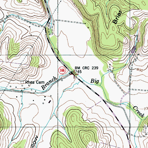 Topographic Map of Rhea Branch, TN