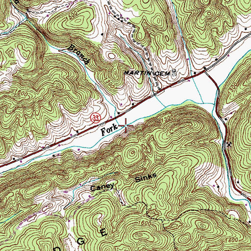 Topographic Map of Rhea Branch, TN