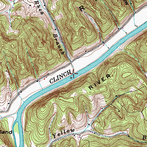 Topographic Map of Rhea Branch, TN
