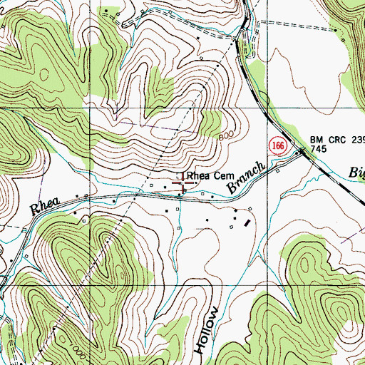 Topographic Map of Rhea Cemetery, TN