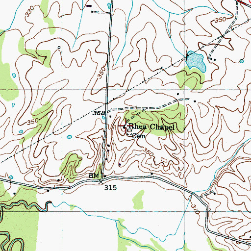 Topographic Map of Rhea Chapel, TN