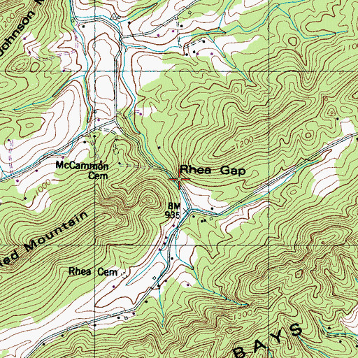 Topographic Map of Rhea Gap, TN