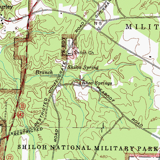 Topographic Map of Rhea Springs, TN