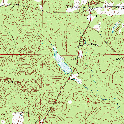 Topographic Map of Alvin Mixon Lake, AL