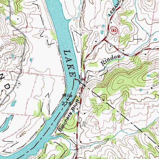 Topographic Map of Riadon Branch, TN