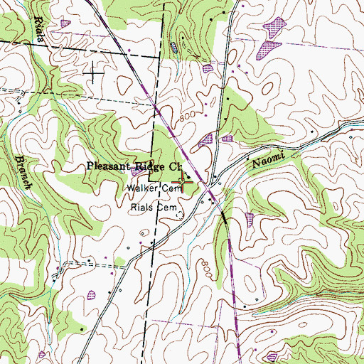 Topographic Map of Rials Cemetery, TN