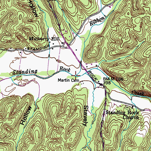 Topographic Map of Ribbon Branch, TN