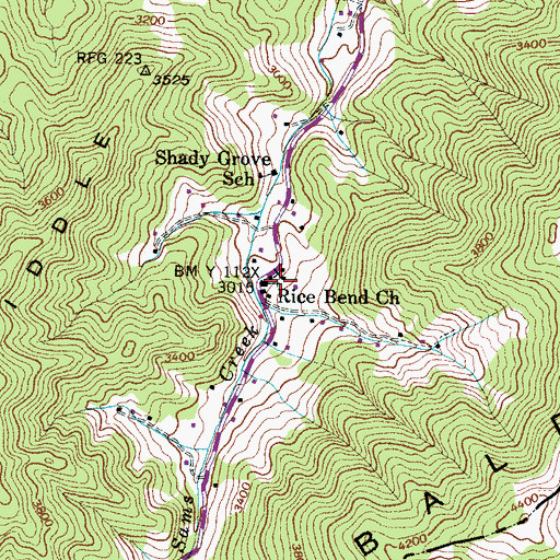 Topographic Map of Rice Bend Church, TN