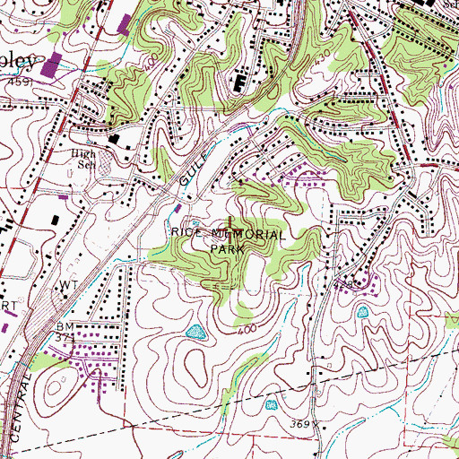 Topographic Map of Rice Memorial Park, TN