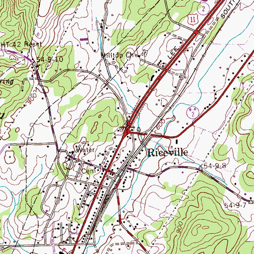 Topographic Map of Riceville, TN