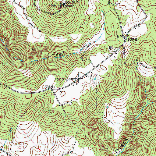 Topographic Map of Rich Cemetery, TN