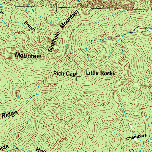 Topographic Map of Rich Gap, TN