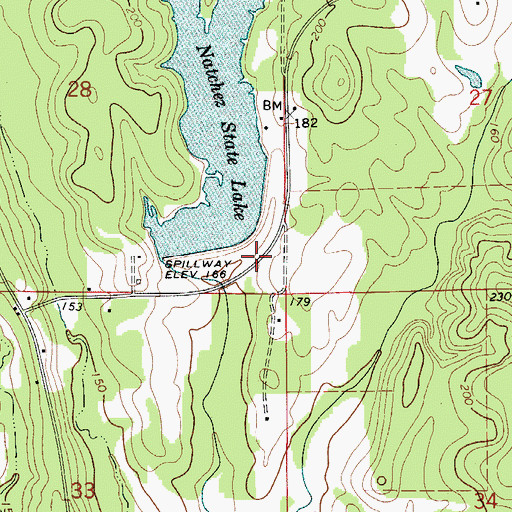 Topographic Map of Monroe County Public Lake Dam, AL