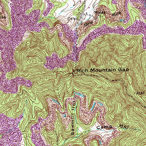 Topographic Map of Rich Mountain Gap, TN