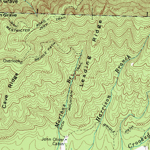 Topographic Map of Rich Mountain Trail, TN