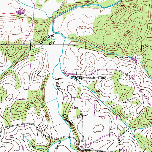 Topographic Map of Richardson Cemetery, TN