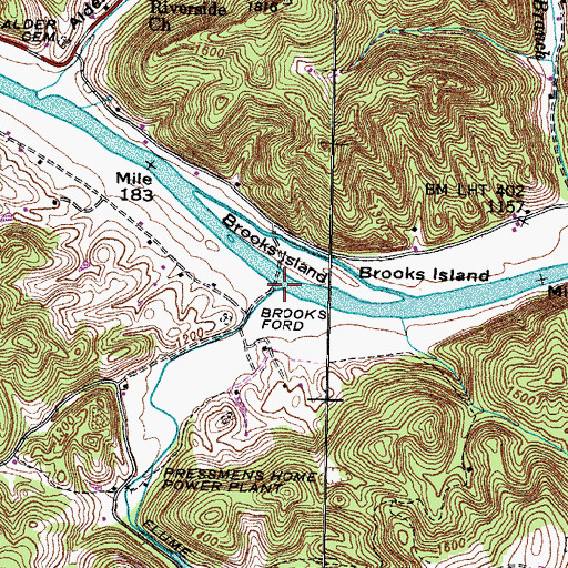 Topographic Map of Richardson Creek, TN