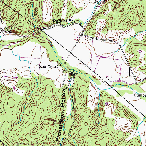 Topographic Map of Richardson Hollow, TN