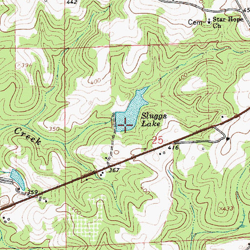 Topographic Map of Sluggs Dam, AL