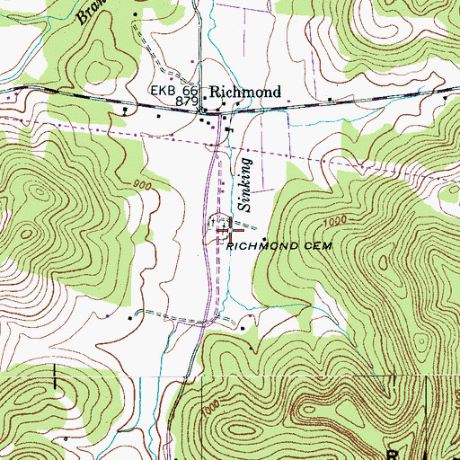 Topographic Map of Richmond Cemetery, TN