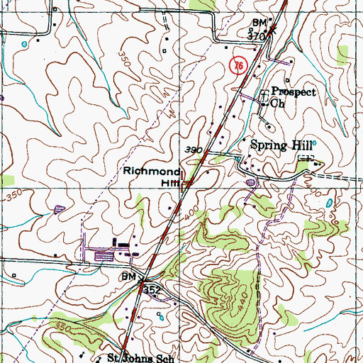 Topographic Map of Richmond Hill, TN