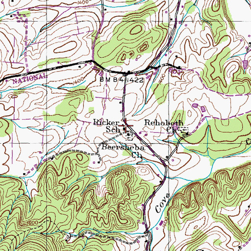 Topographic Map of Ricker School, TN