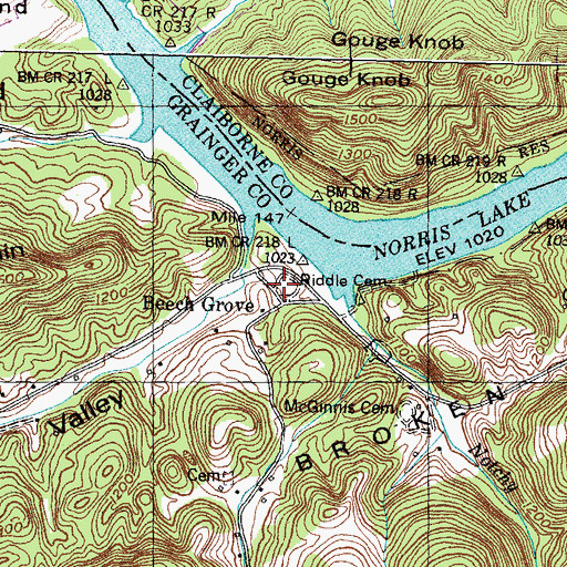 Topographic Map of Riddle Cemetery, TN