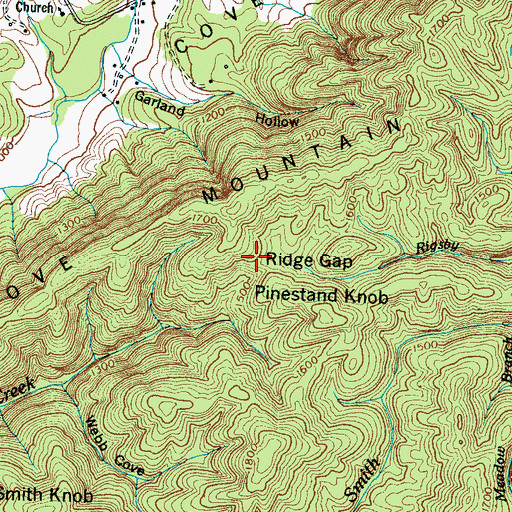 Topographic Map of Ridge Gap, TN