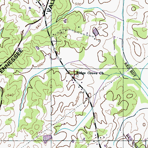 Topographic Map of Ridge Grove Church, TN