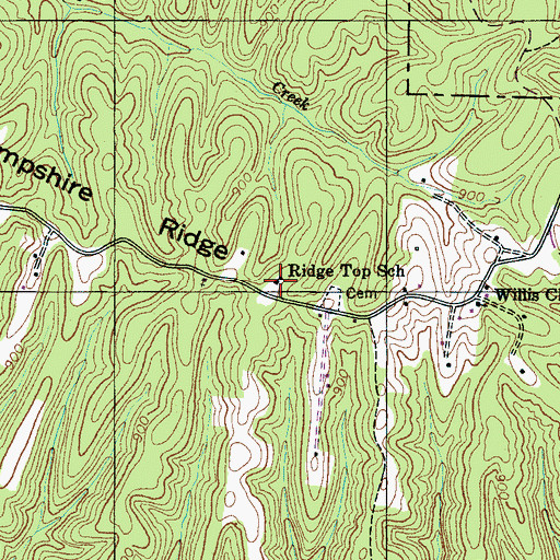 Topographic Map of Ridge Top School, TN