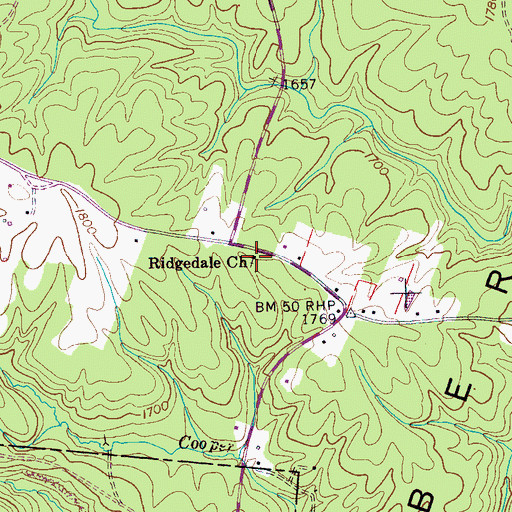Topographic Map of Ridgedale Church, TN