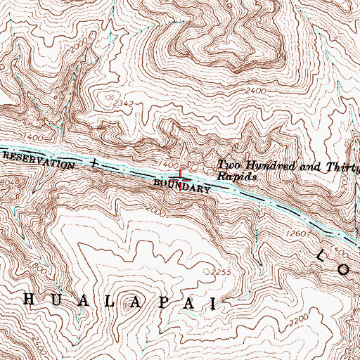 Topographic Map of Two Hundred and Thirtytwo Mile Rapids, AZ