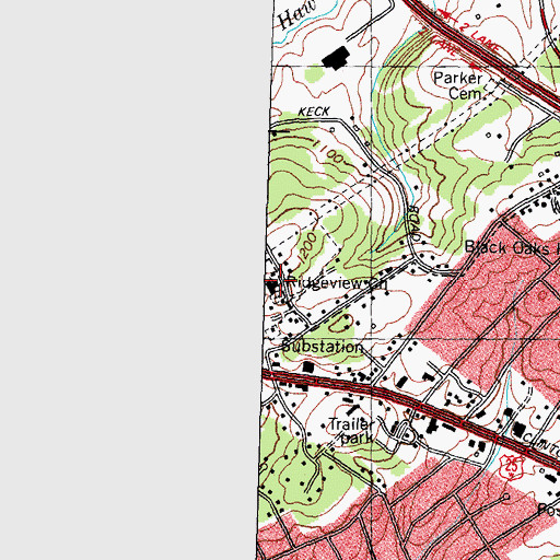 Topographic Map of Ridgeview Church, TN