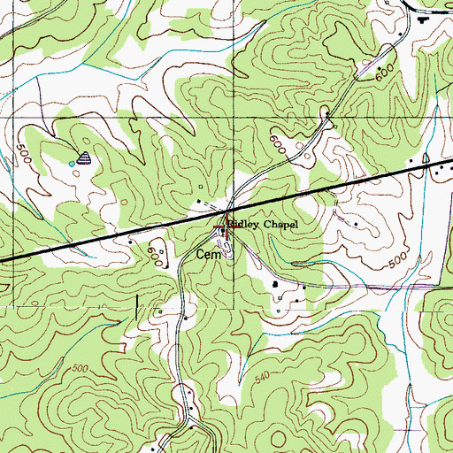 Topographic Map of Ridley Chapel, TN