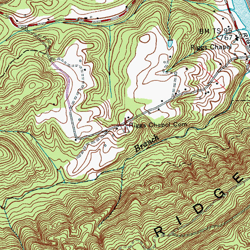 Topographic Map of Riggs Chapel Cemetery, TN