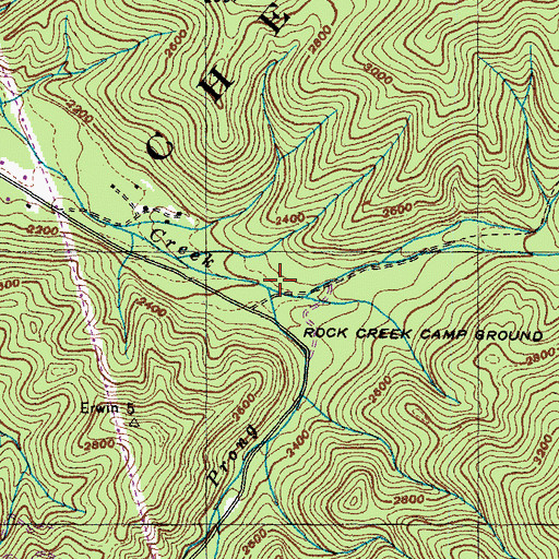 Topographic Map of Right Prong Rock Creek, TN
