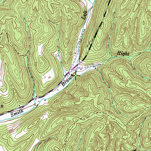 Topographic Map of Right Prong Smith Branch, TN