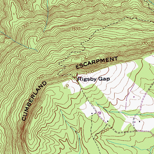 Topographic Map of Rigsby Gap, TN