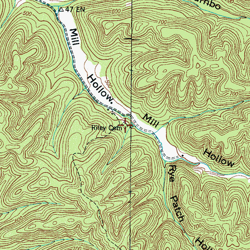 Topographic Map of Riley Cemetery, TN