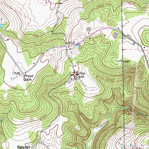 Topographic Map of Riley Cemetery, TN