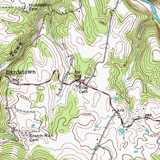 Topographic Map of Riley Cemetery, TN