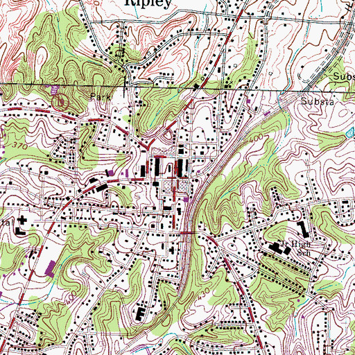 Topographic Map of Ripley, TN
